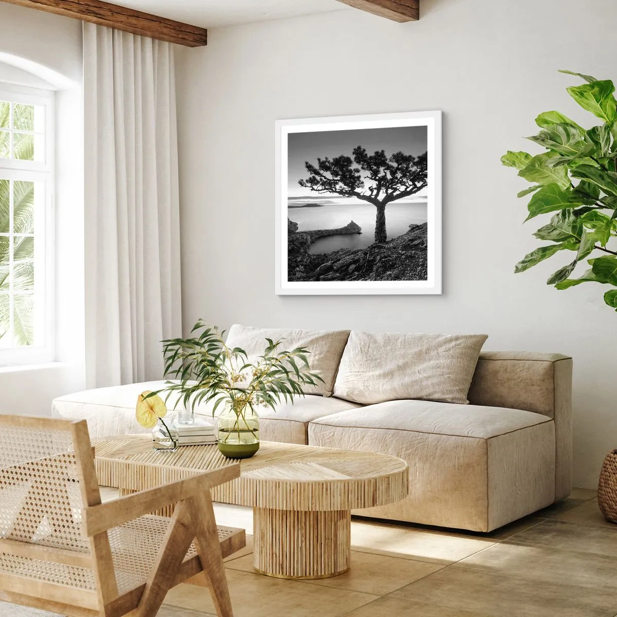 Plakát v bílém rámu - Klid až k horizontu - 30x30 cm