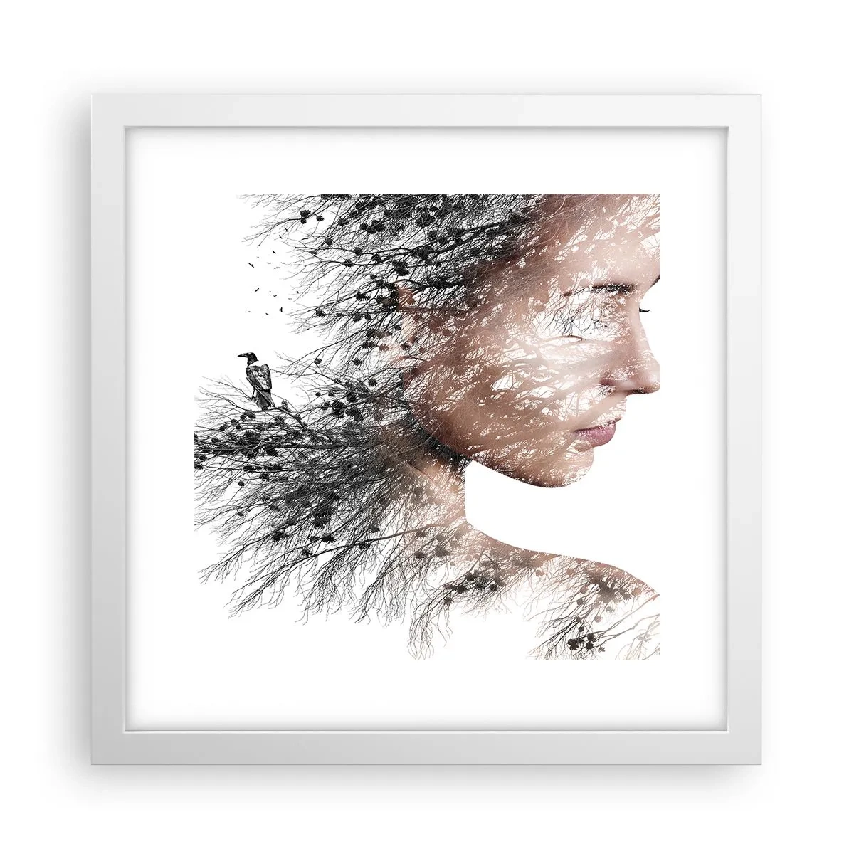 Plakát v bílém rámu - Duch lesa - 30x30 cm