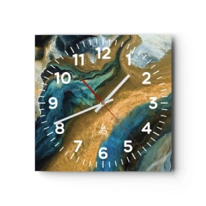 Nástěnné hodiny - Modrá – žlutá – vzájemné vlivy - 40x40 cm