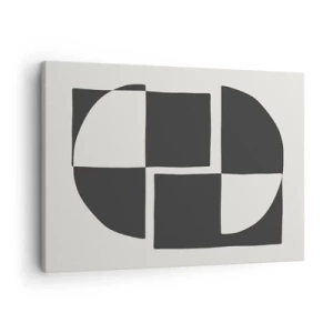 Obraz na plátně - Abstraktní geometrické tvary v černé a bílé - 70x50cm - Antitéza – syntéza - Moderní nástěnná dekorace do obývacího pokoje a ložnice ARTTOR