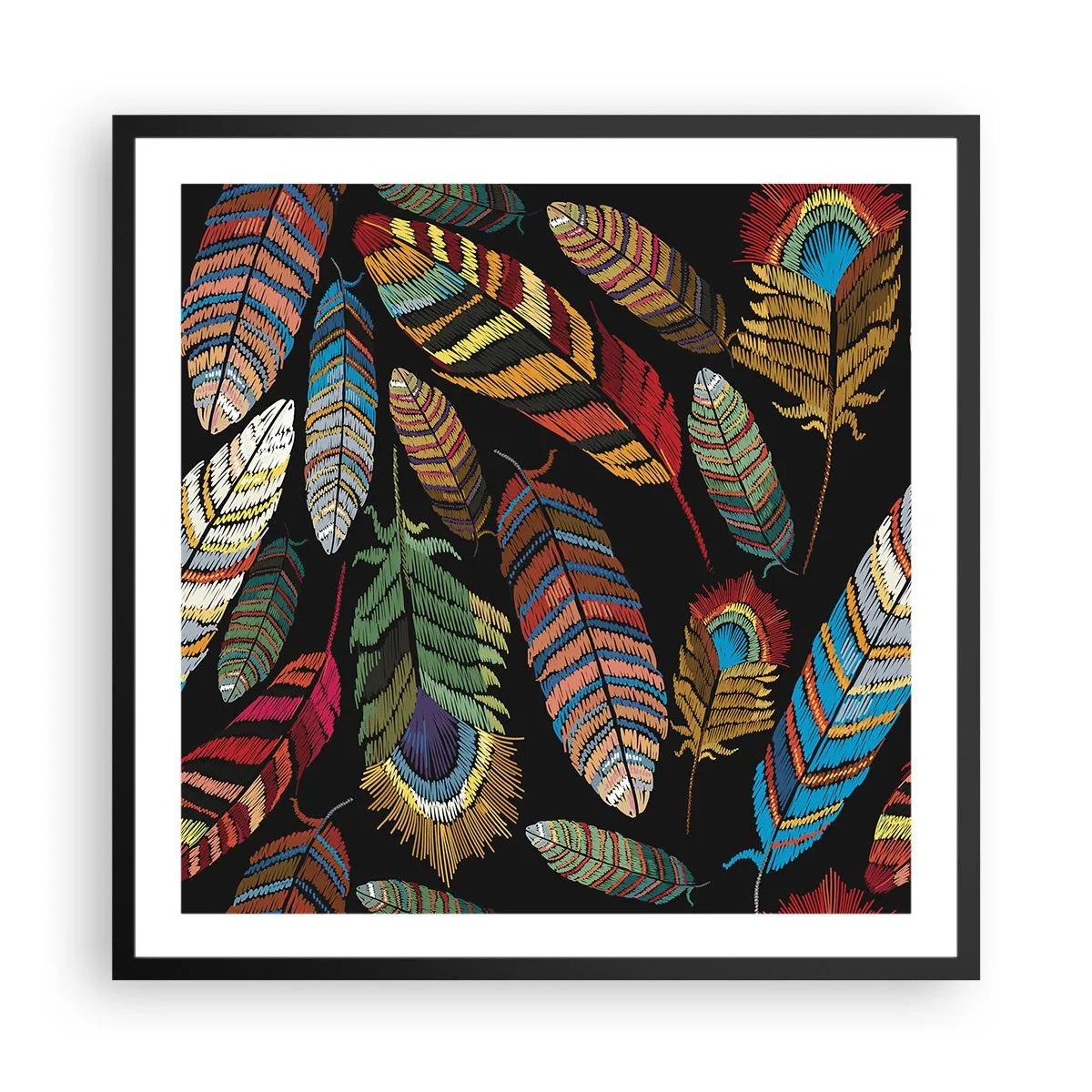 Plakát v černém rámu - Ptačí karneval - 60x60 cm