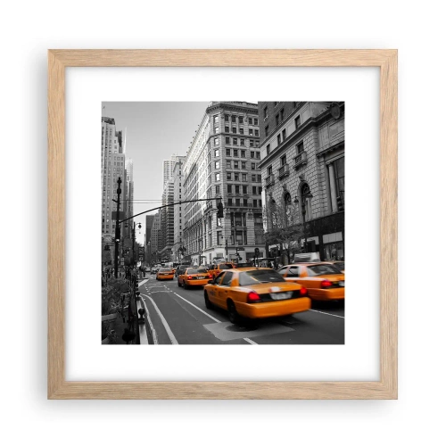Plakát v rámu světlý dub - Slunce velkoměsta - 30x30 cm