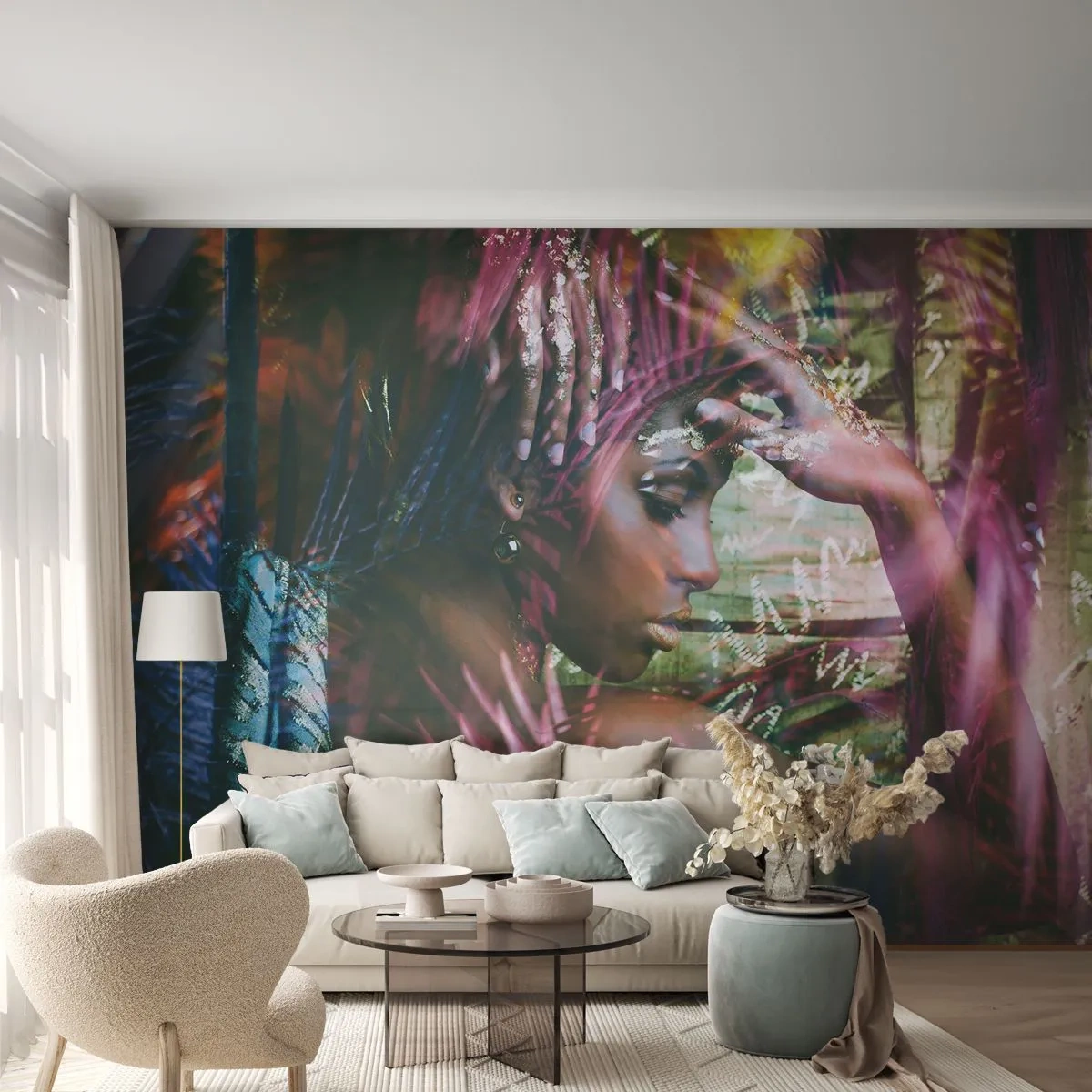 Fototapeta Samolepicí Deluxe Sticker - Matka příroda v džungli - Žena, Afrika, Afrika - 250x175 cm
