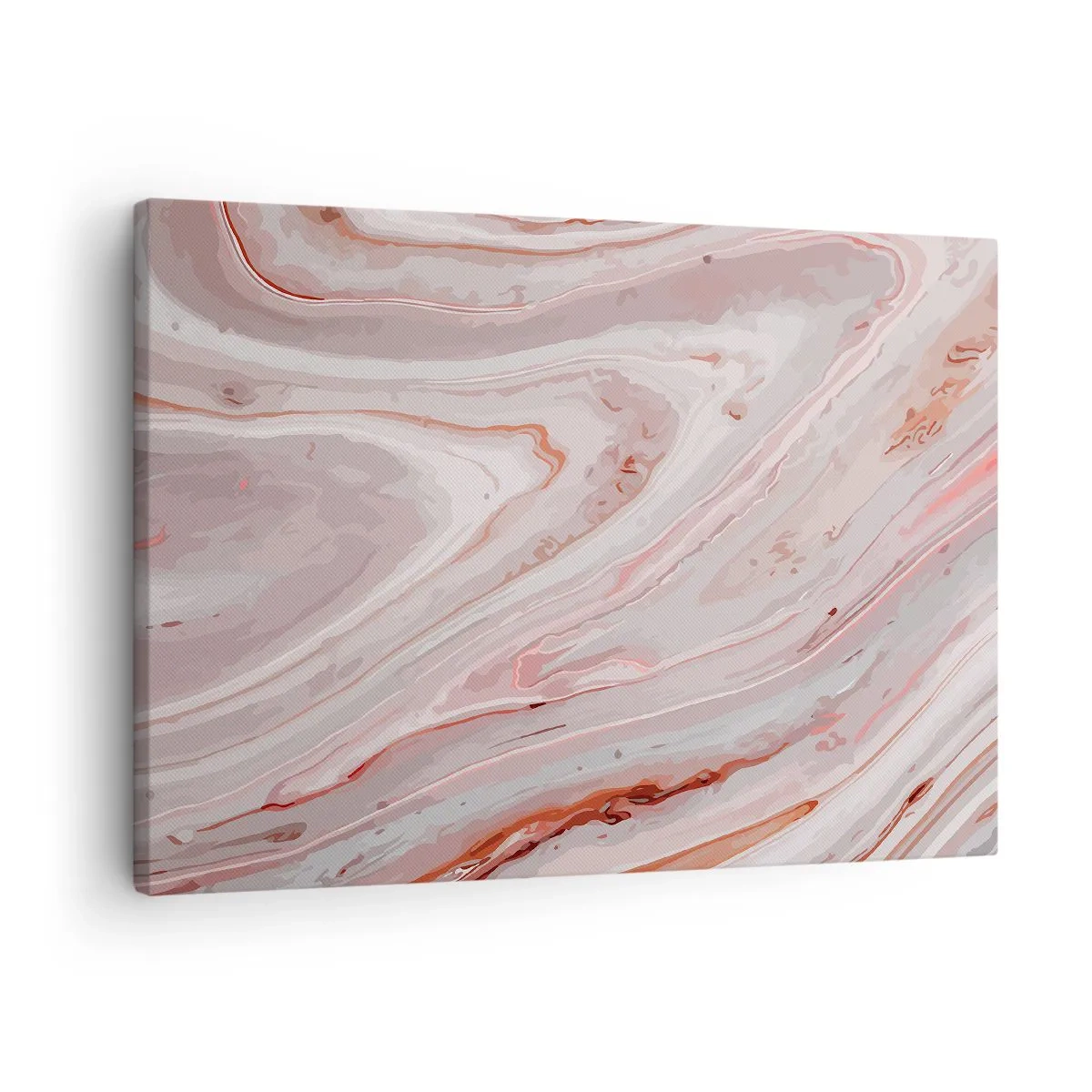 Obraz na plátně - Abstraktní vlny v jemných odstínech růžové a béžové - 70x50cm - Tekutá růžová - Moderní nástěnná dekorace do obývacího pokoje a ložnice ARTTOR