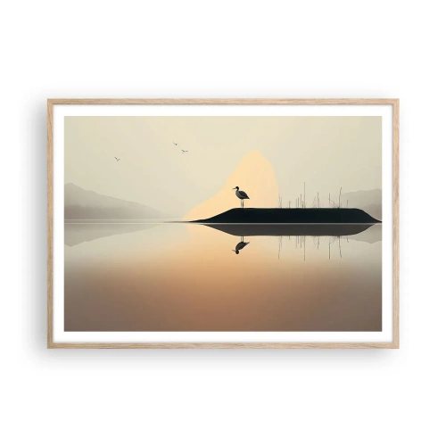 Plakát v rámu světlý dub - Pán na jezeře - 100x70 cm