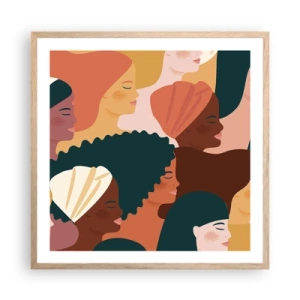Plakát v rámu světlý dub - Pouze ženskost - 60x60 cm
