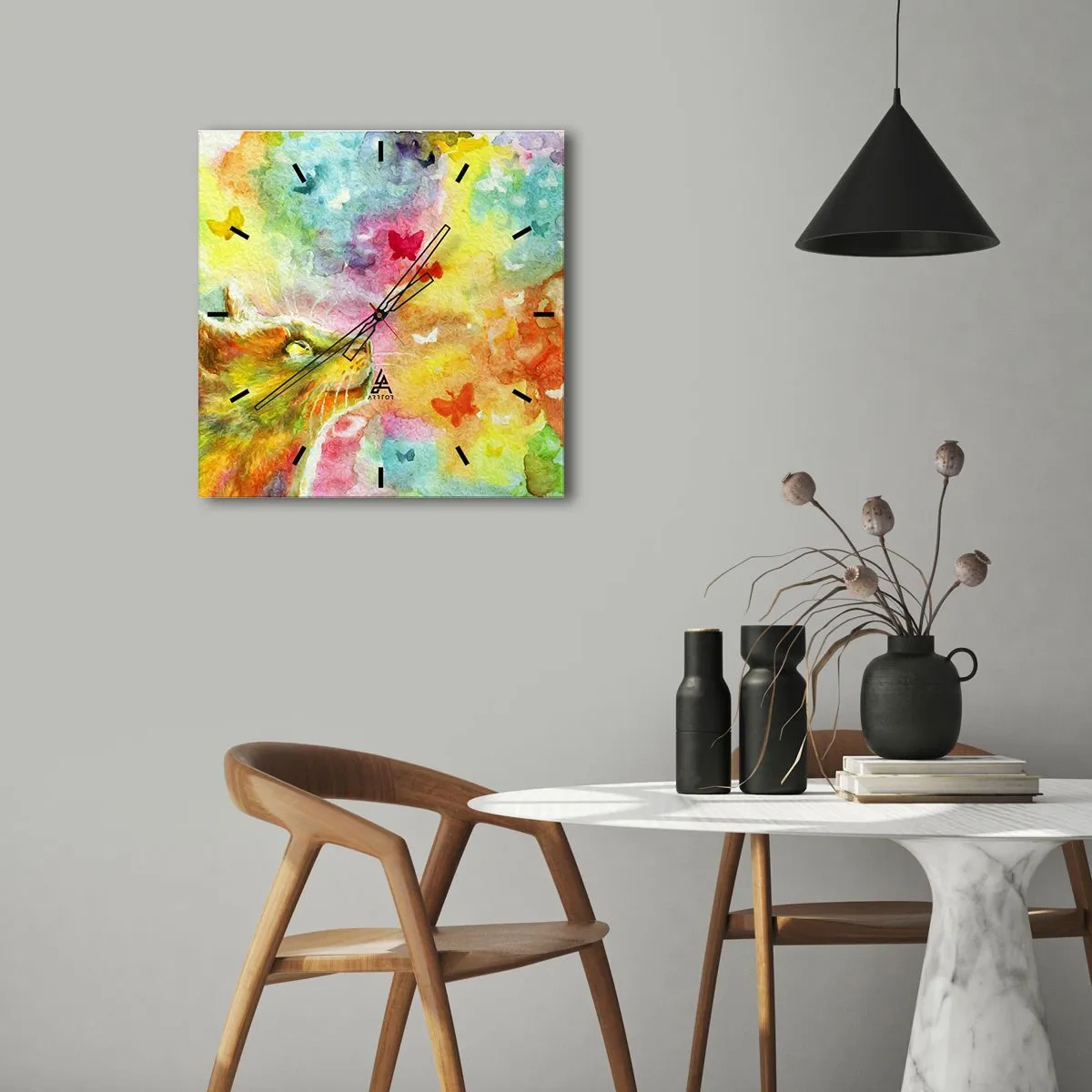 Nástěnné hodiny - Vymýšlí nesmysly v kočičím ráji - 30x30 cm