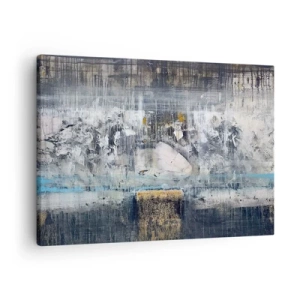Obraz na plátně - Abstraktní kompozice v chladných tónech - 70x50cm - Jako na ledě, tak i na hroudě - Moderní nástěnná dekorace do obývacího pokoje a ložnice ARTTOR