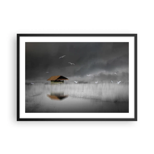 Plakát v černém rámu - Úkryt před deštěm - 70x50 cm