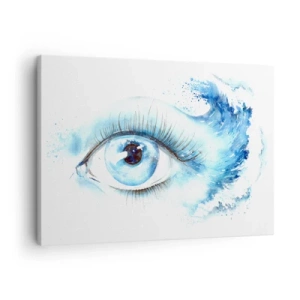 Obraz na plátně - Umělecký akvarel oka s dynamickou vlnou - 70x50cm - Ponořit se do modři pohledu - Moderní nástěnná dekorace do obývacího pokoje a ložnice ARTTOR