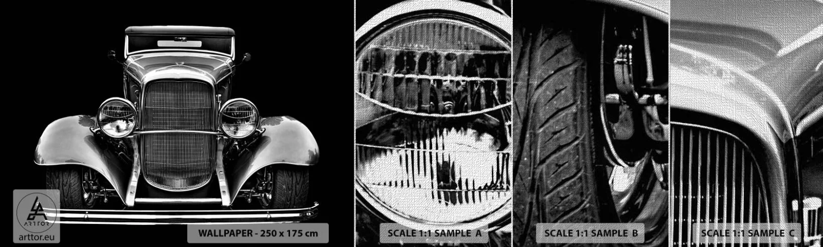 Vzor Fototapety Premium Canvas - Opravdový gentleman - Retro, Auto, Klasický - 100x30 cm
