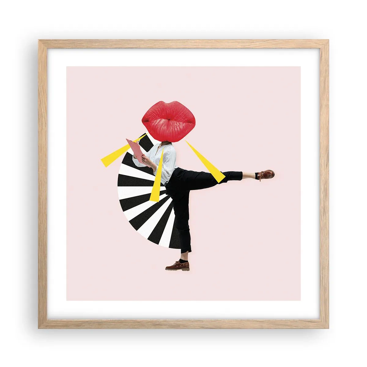 Plakát v rámu světlý dub - Surrealistický pop-art - 50x50 cm