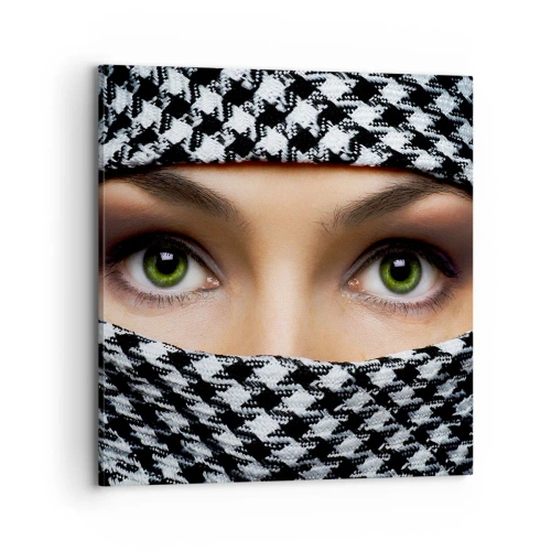 Obraz na plátně - Portrét zahalené zelenooké krásky - 70x70 cm