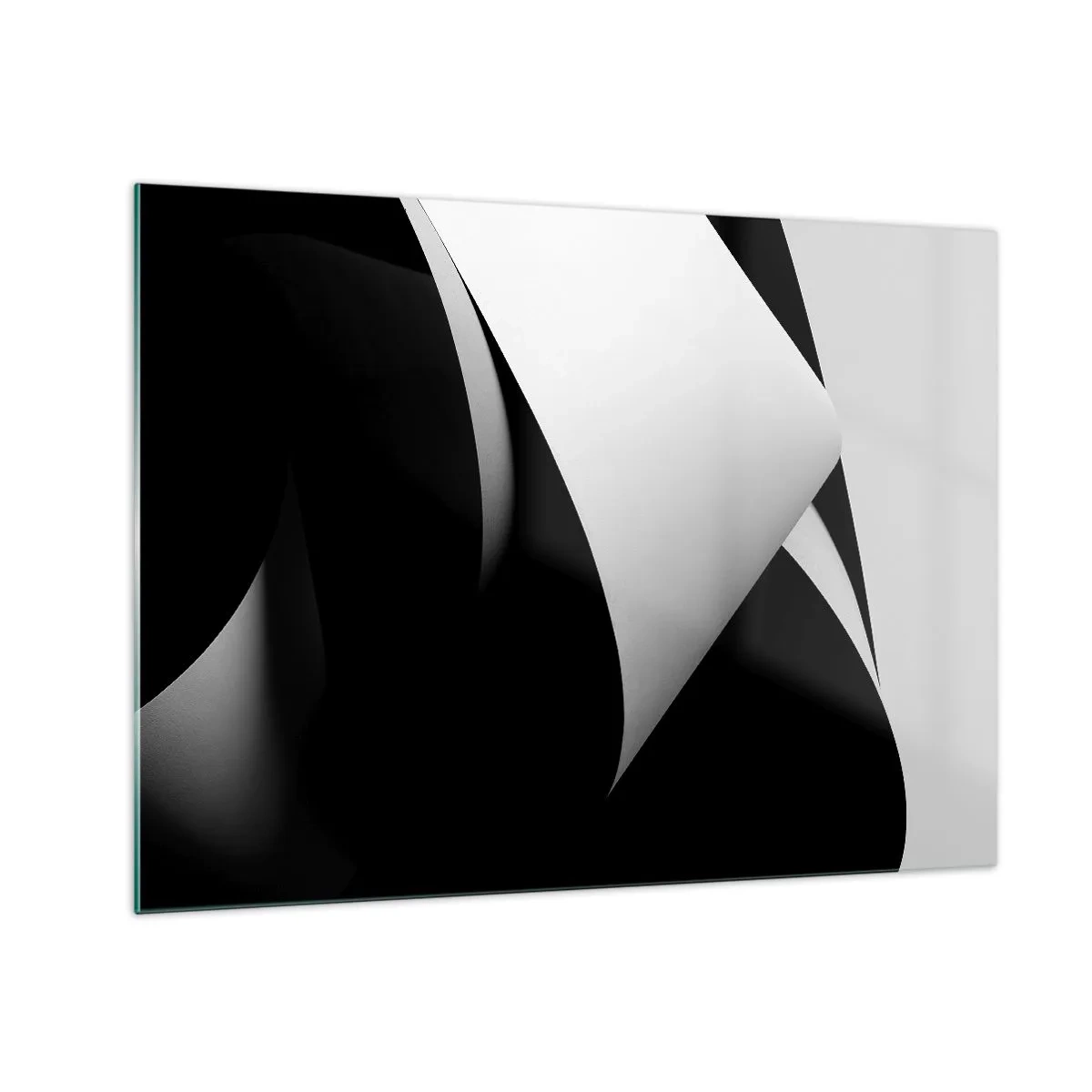 Obraz na skle - Minimalistická kompozice s černobílými rovinami - 70x50cm - Světlo z hlubin stínu - Moderní nástěnná dekorace do obývacího pokoje a ložnice ARTTOR