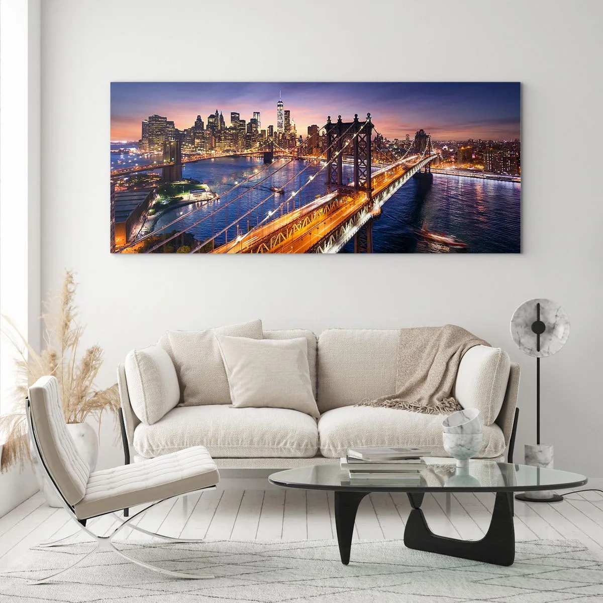 Obraz na skle - Zářící most do srdce města - 100x40 cm