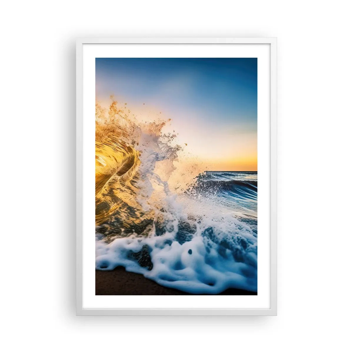 Plakát v bílém rámu - Hra v písku - 50x70 cm