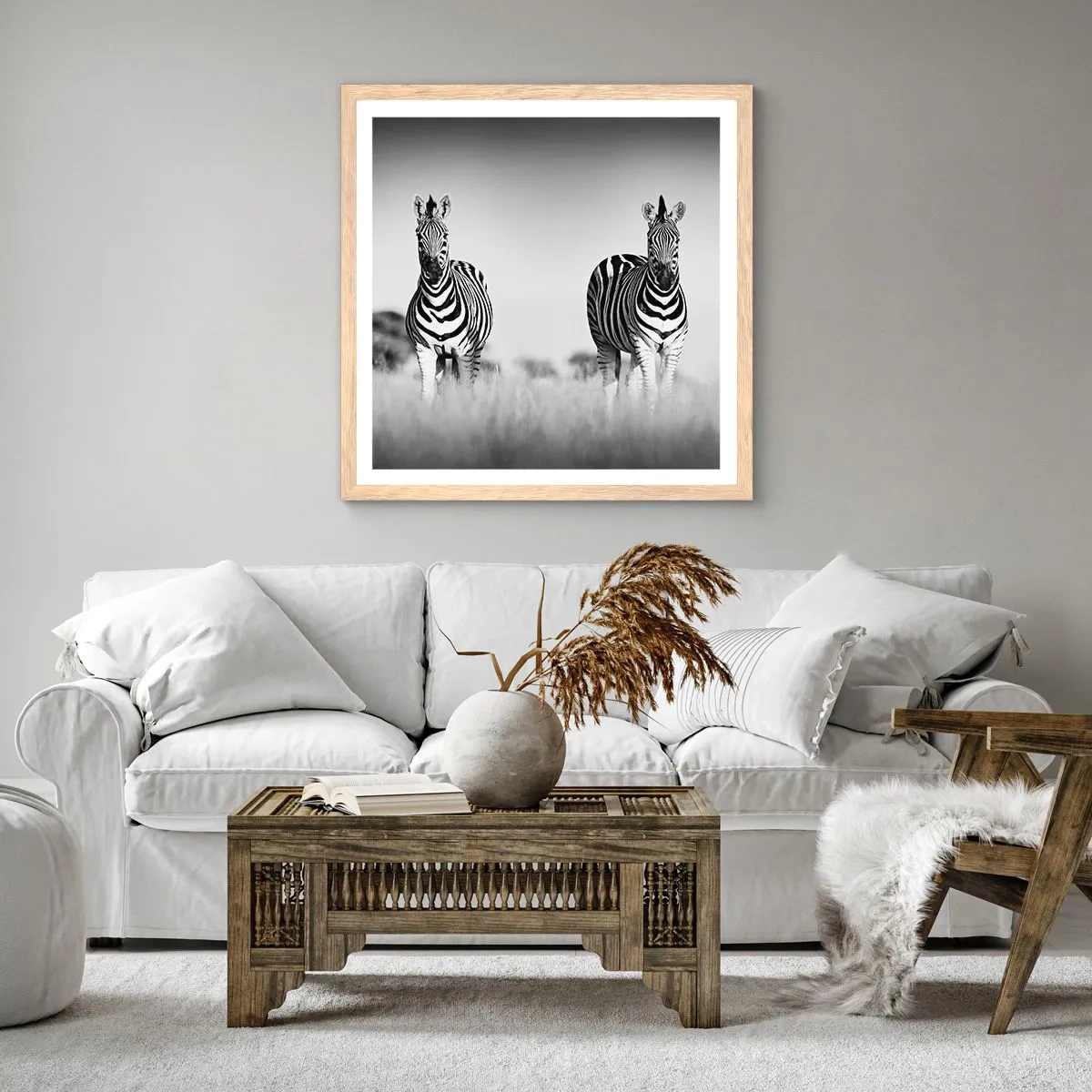 Plakát v rámu světlý dub - A přesto je svět černo-bílý - 60x60 cm