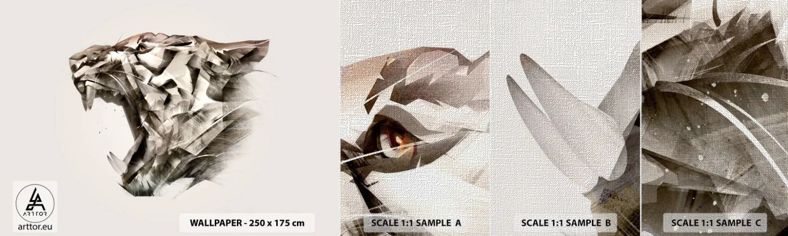 Vzor Fototapety Premium Canvas - Už víš, kdo vládne - Abstrakce, Tygr, Zvířata - 100x30 cm