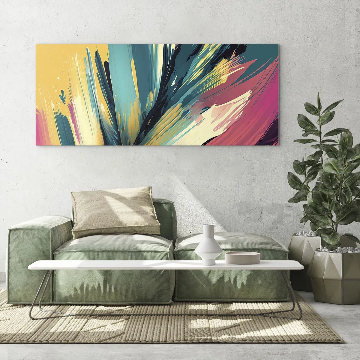 Obraz na skle - Kompozice – exploze radosti - 100x40 cm