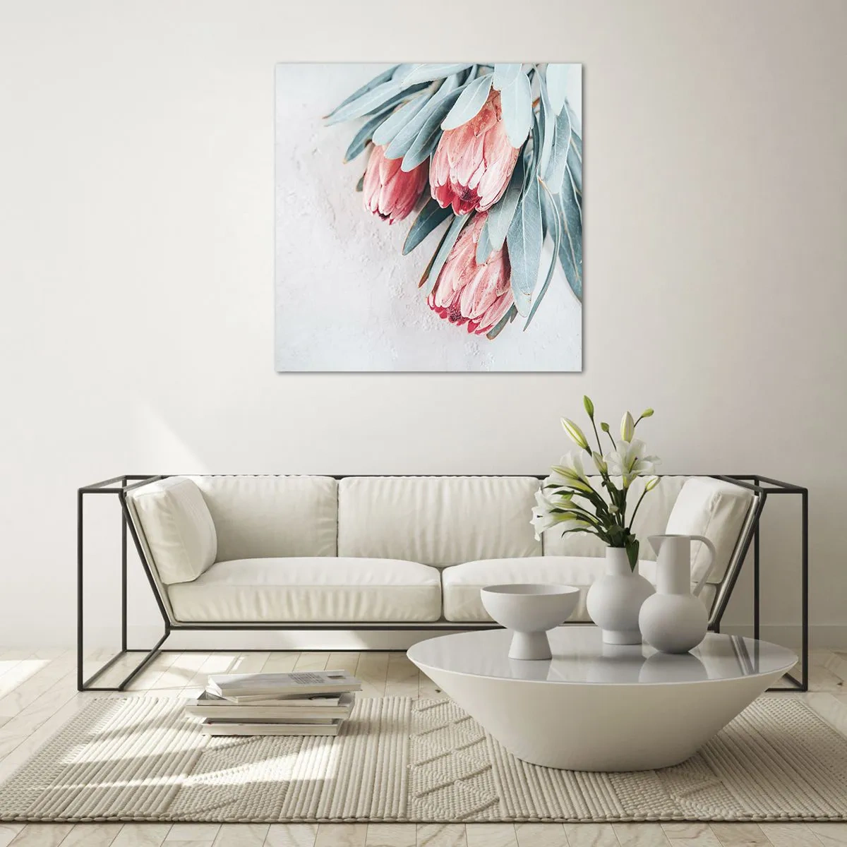 Obraz na skle - Zahanbené svou vlastní krásou - 60x60 cm