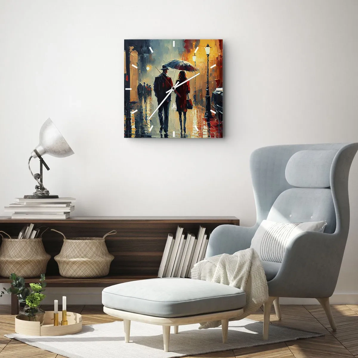 Nástěnné hodiny - Městská love story - 30x30 cm