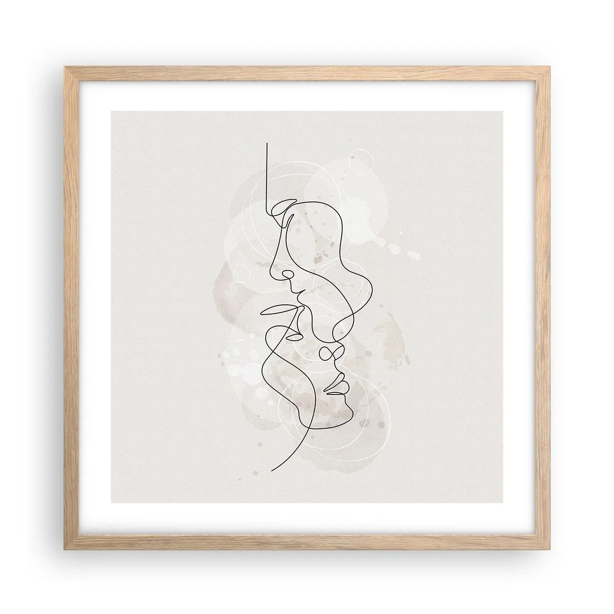 Plakát v rámu světlý dub - Zamotaní v objetí - 50x50 cm