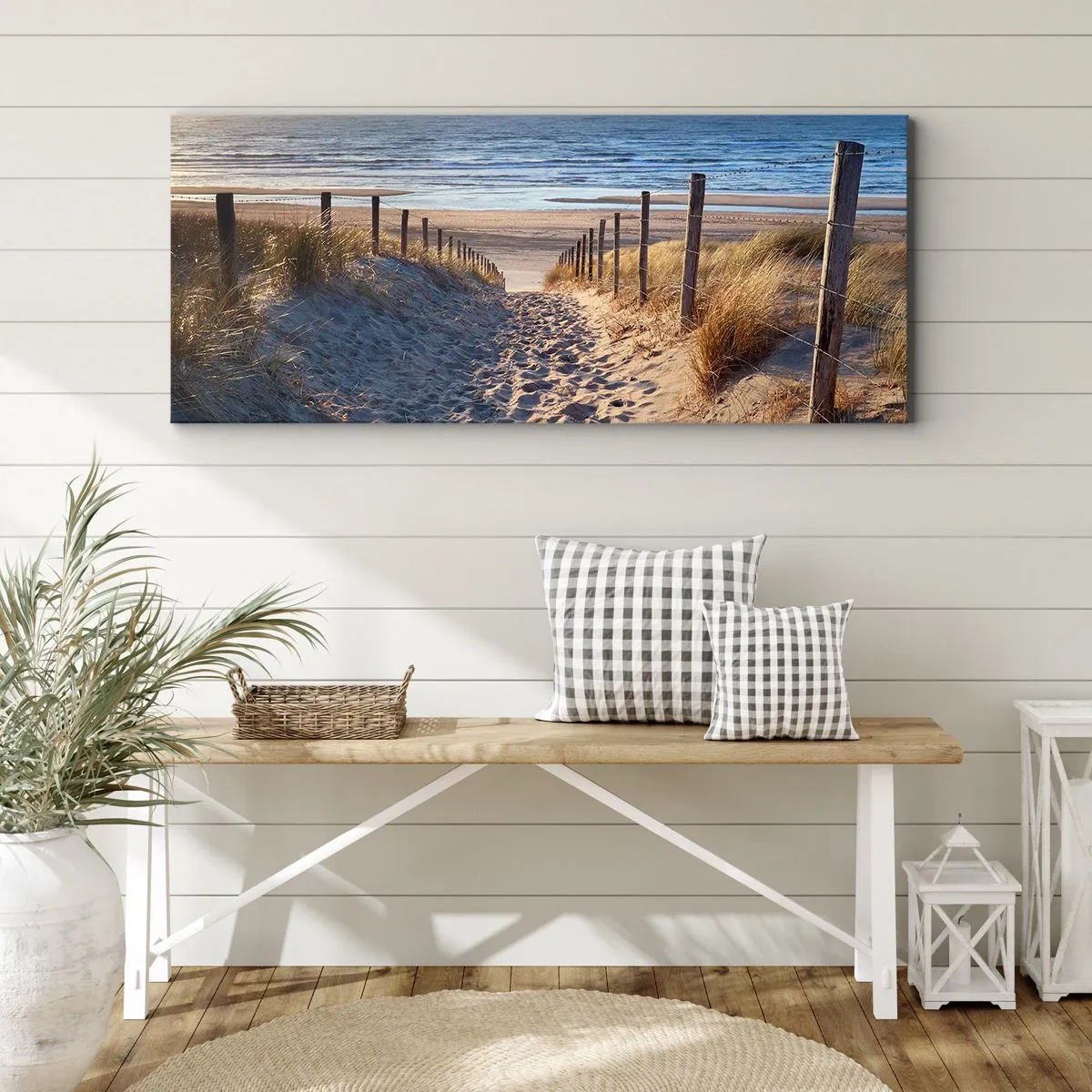 Obraz na plátně - Šumění moře, zpěv ptáků, divoká pláž uprostřed trávy… - 100x40 cm
