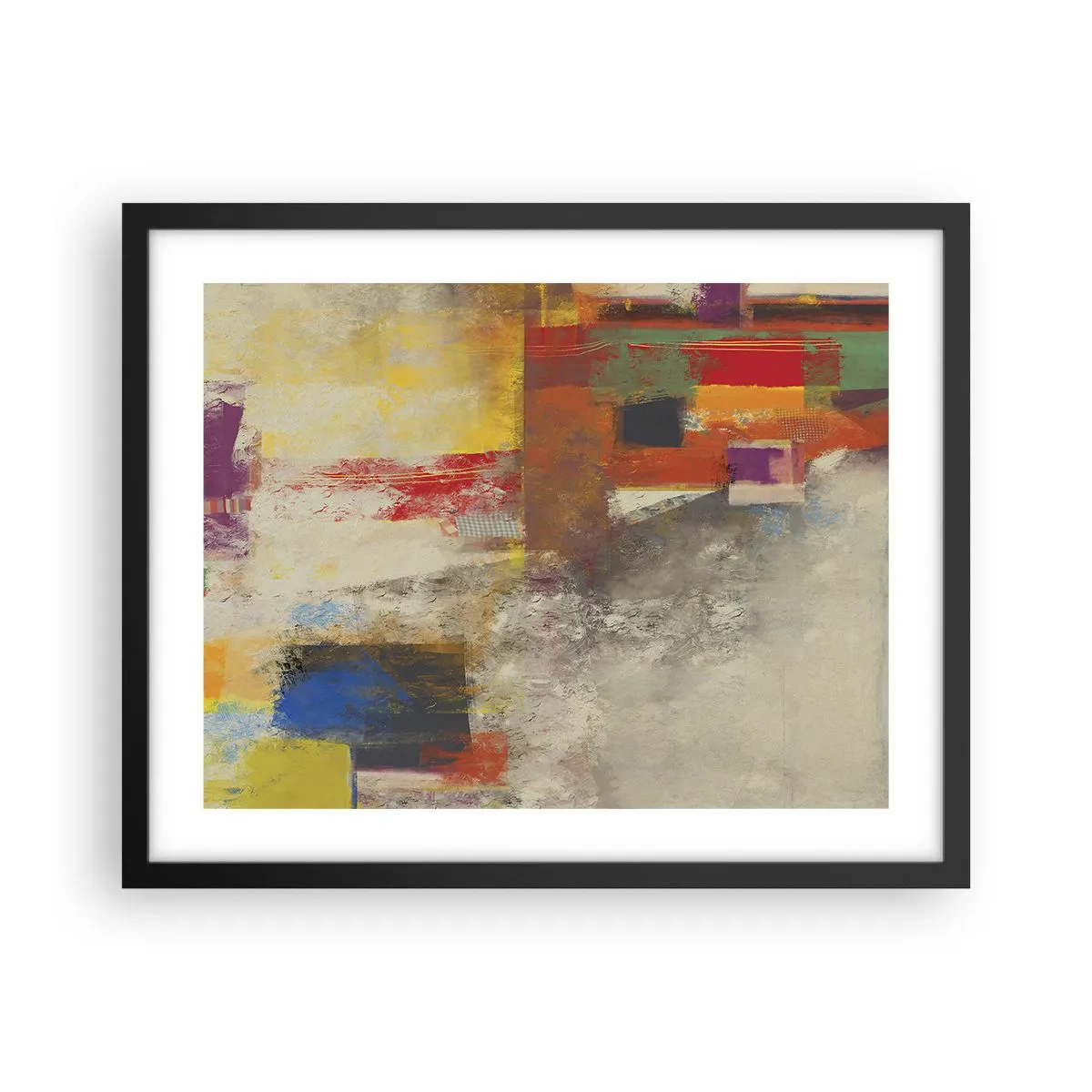 Plakát v černém rámu - Geometrie barev - 50x40 cm