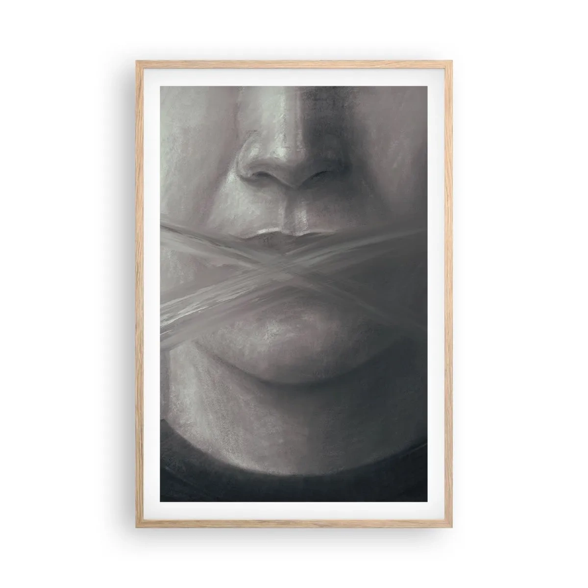 Plakát v rámu světlý dub - Ani slovo - 61x91 cm