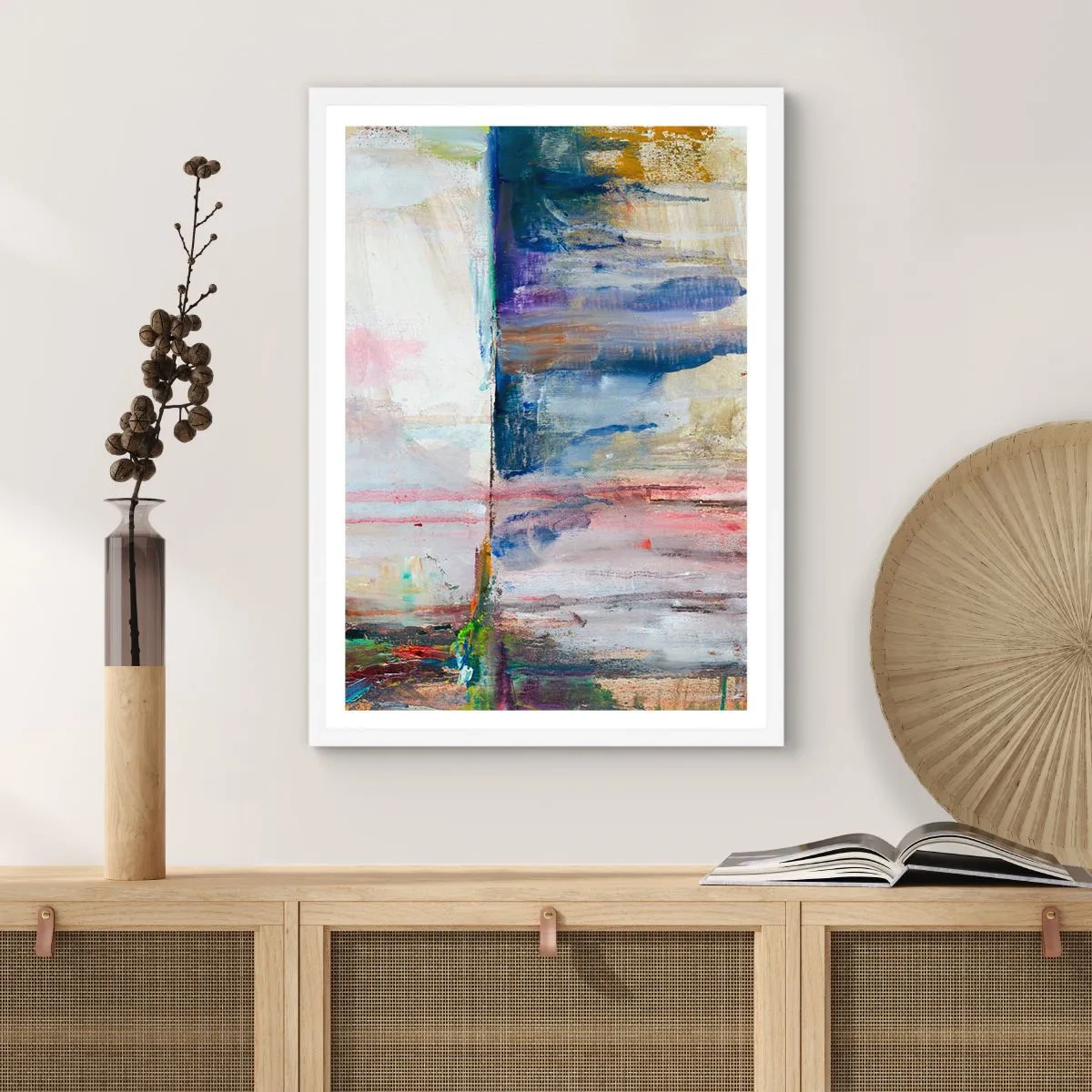Plakát v bílém rámu - Barevné dojmy a asociace - 70x100 cm