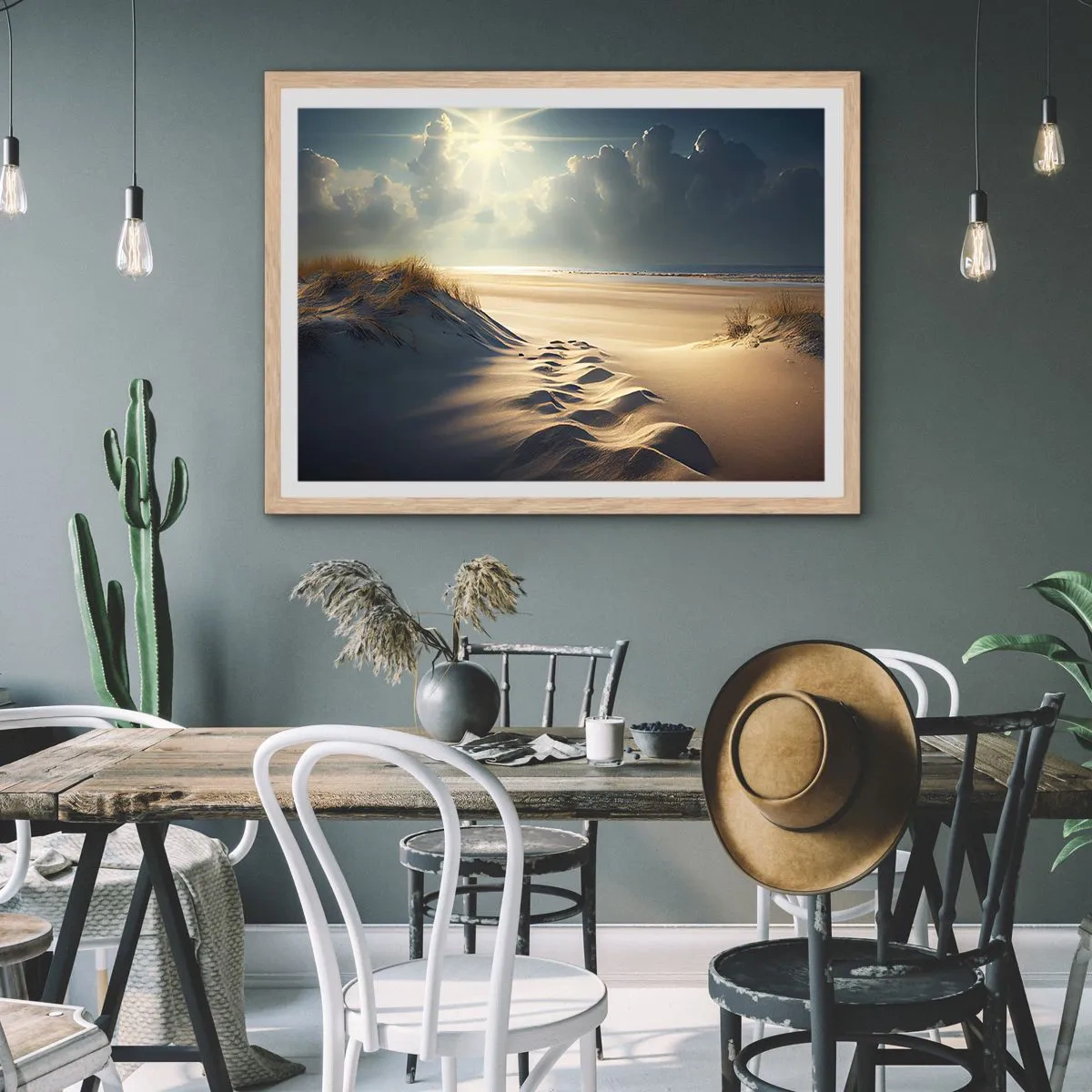 Plakát v rámu světlý dub - Uklidňující krajina - 70x50 cm