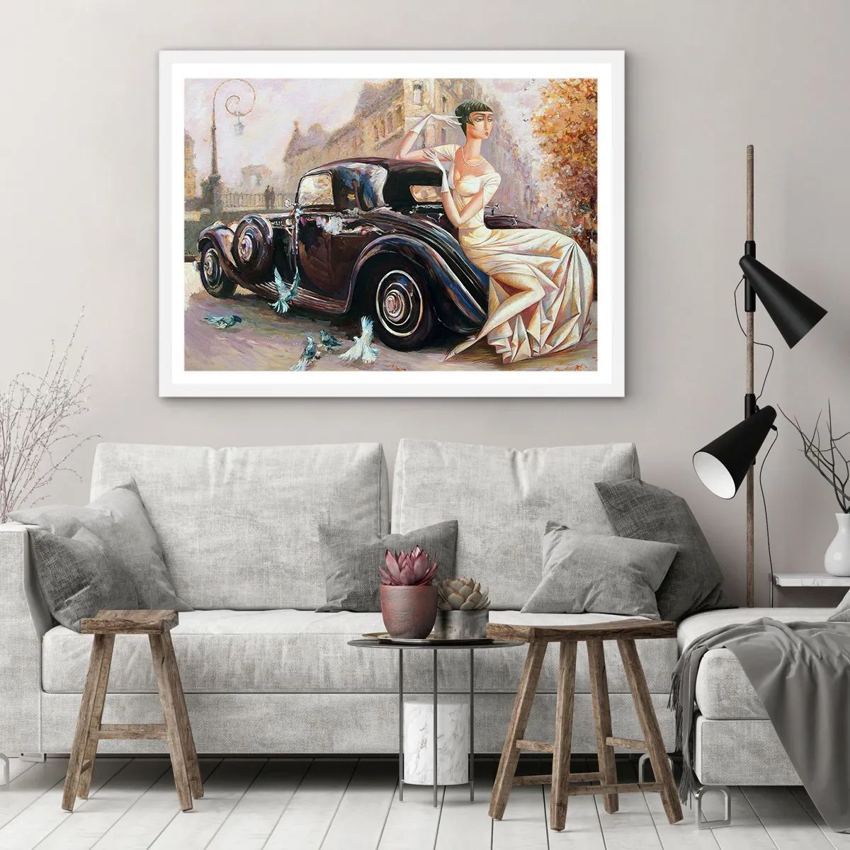 Plakát v bílém rámu - Elegance v retro stylu - 70x50 cm