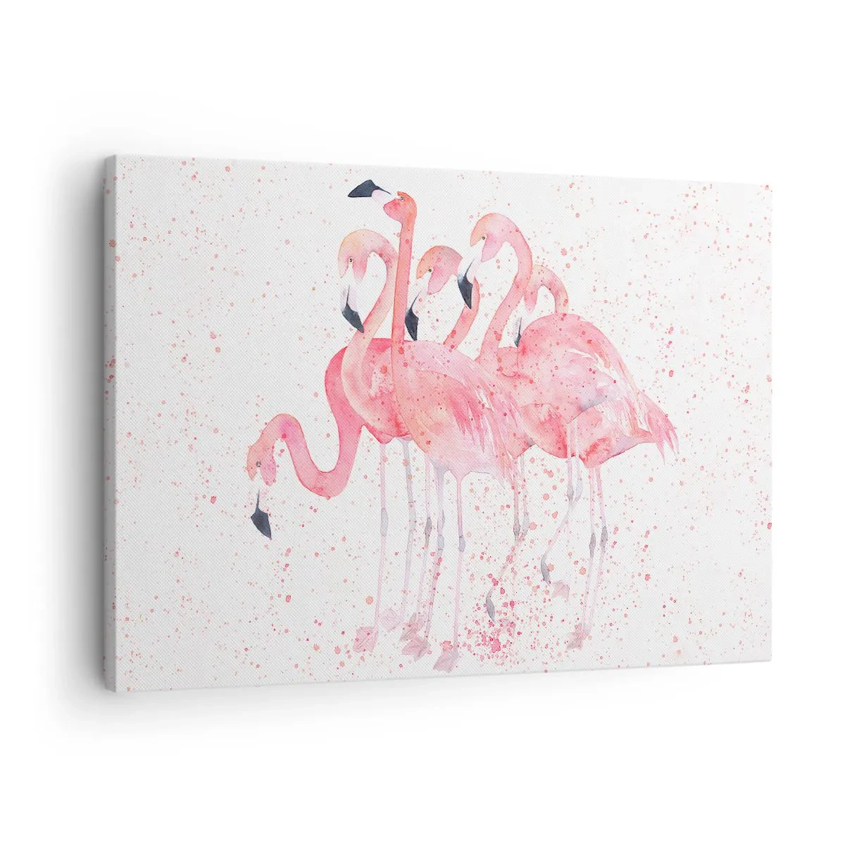 Obraz na plátně - Růžoví plameňáci v uměleckém stylu akvarelu - 70x50cm - Růžový ansámbl - Moderní nástěnná dekorace do obývacího pokoje a ložnice ARTTOR