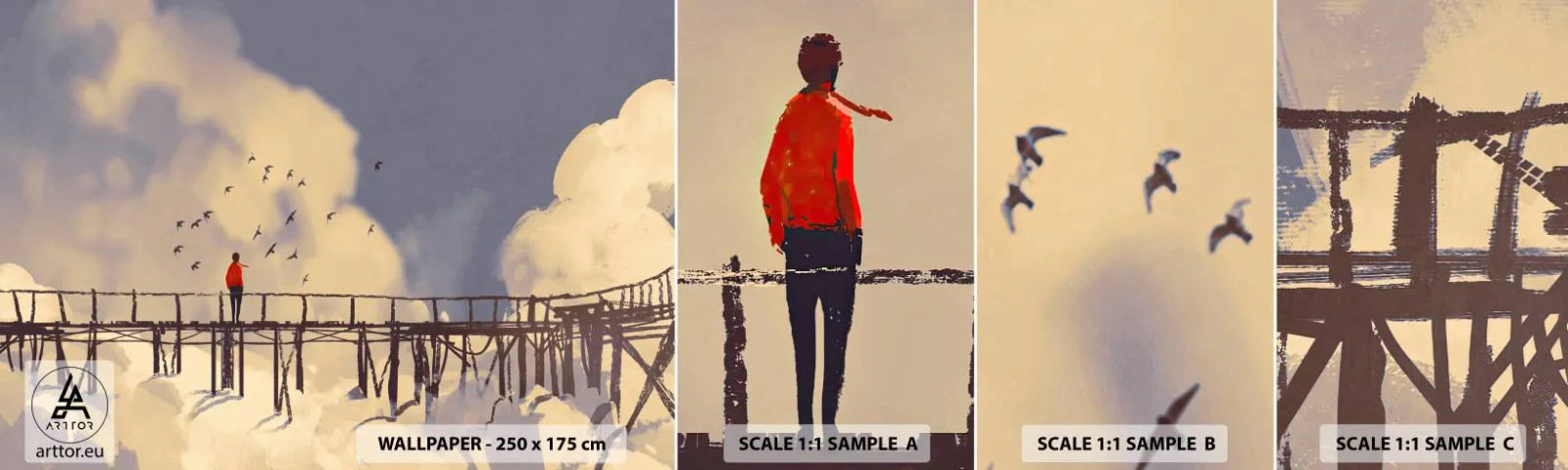 Fototapeta Vzorek Standard Eco - Modrý stesk - Abstrakce, Most, Mraky - 100x30 cm