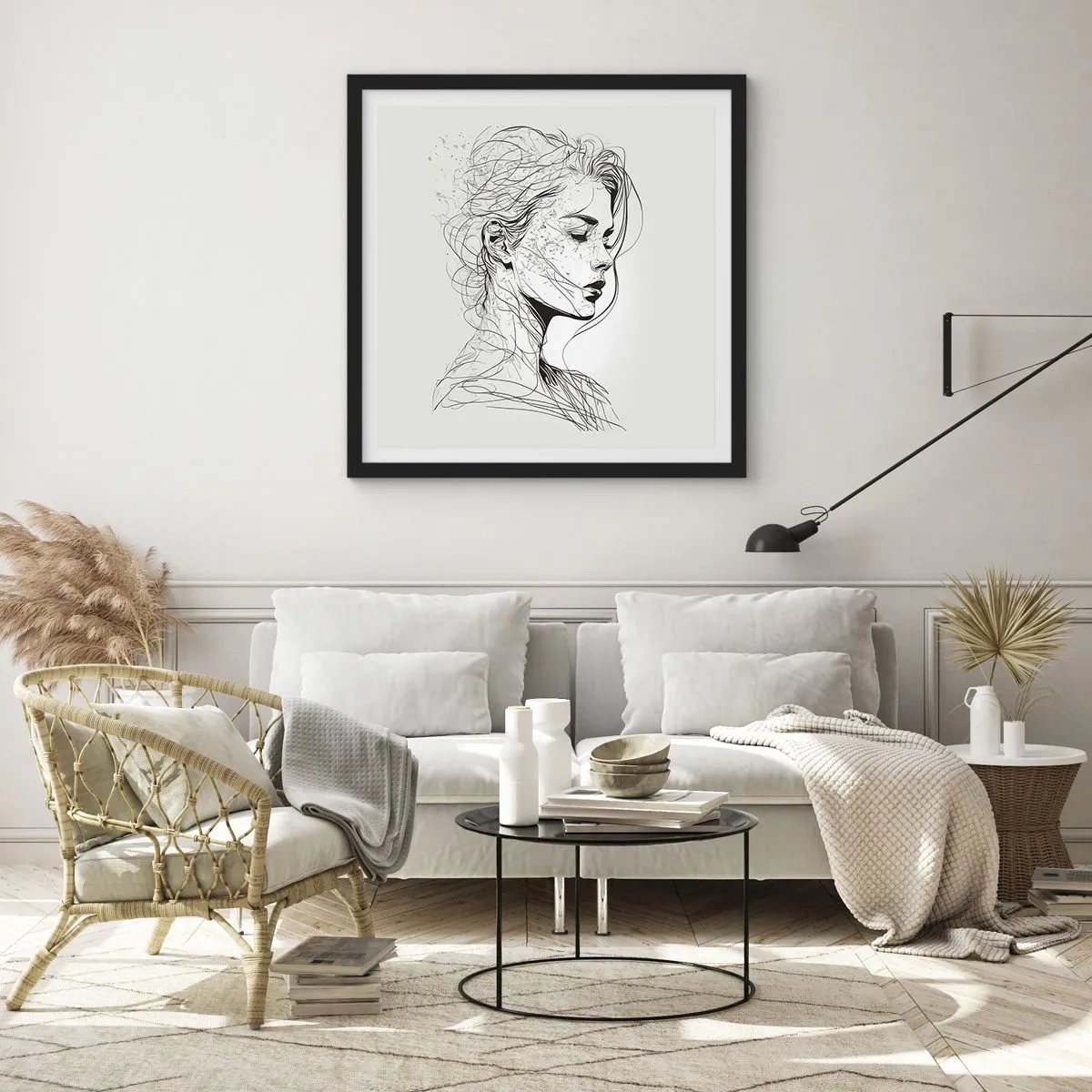 Plakát v černém rámu - Portrét v zamyšlení - 40x40 cm