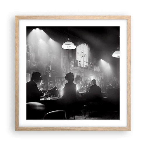 Plakát v rámu světlý dub - V jazzové atmosféře - 50x50 cm