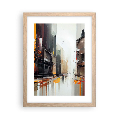 Plakát v rámu světlý dub - Deštivý den - 30x40 cm