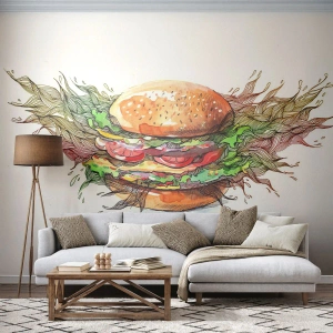 Fototapeta Standard Eco - Žhavé pokušení - Gastronomie, Hamburger, Kulinářské - 200x140 cm
