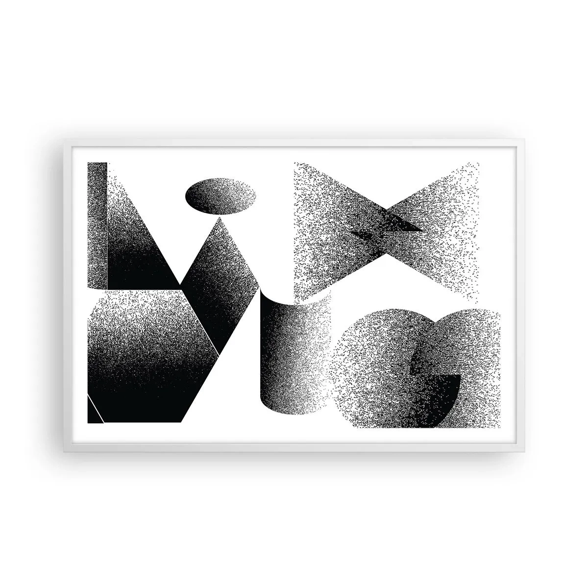 Plakát v bílém rámu - Úhly a ovály - 91x61 cm