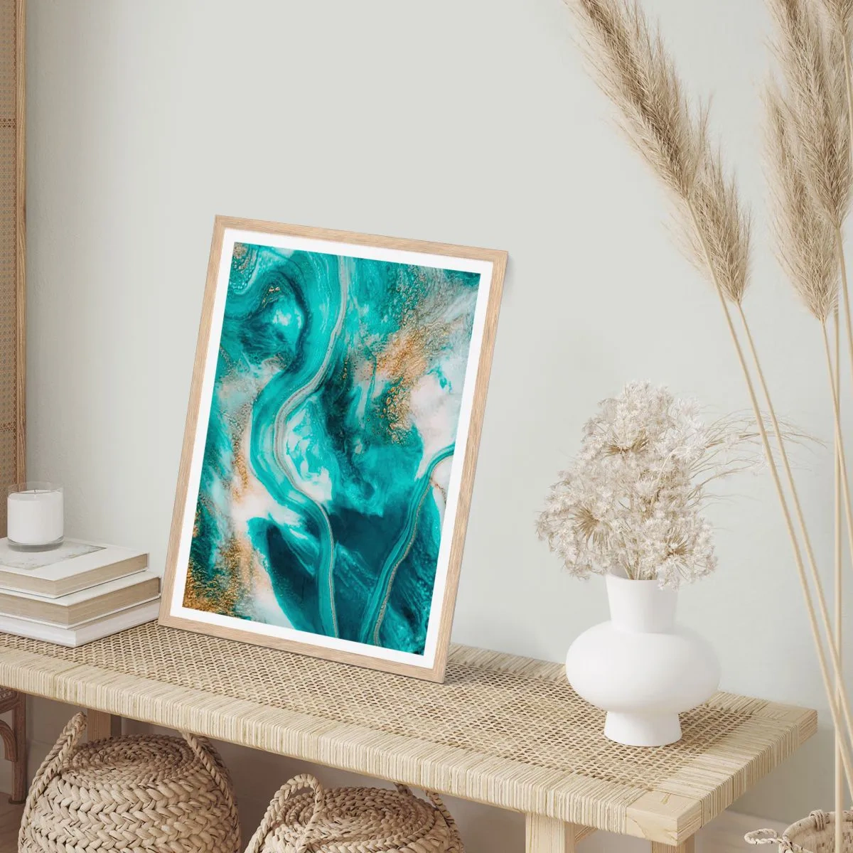 Plakát v rámu světlý dub - Řeka zlata - 40x50 cm