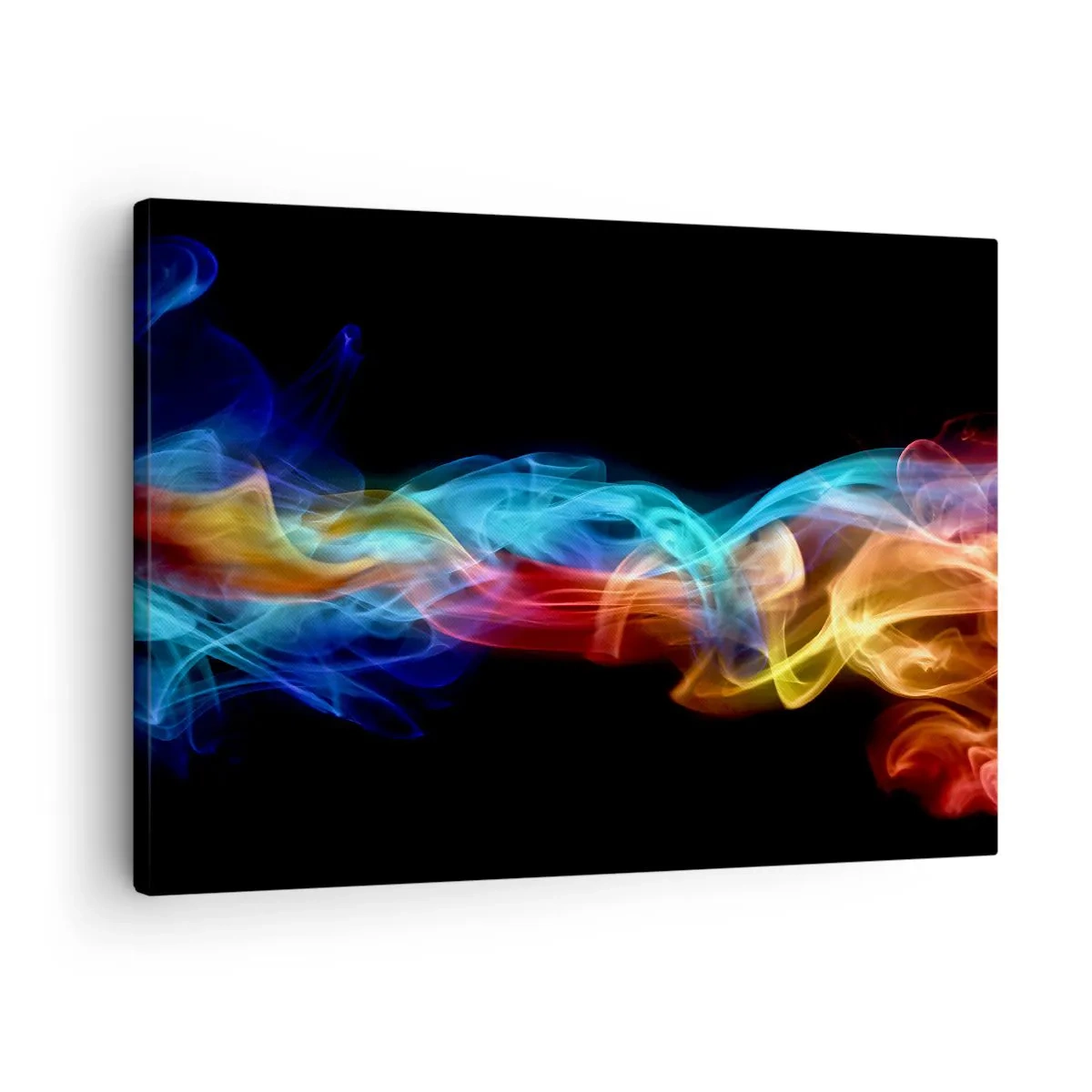 Obraz na plátně - Barevný kouř na černém pozadí - 70x50cm - Duhový tanec mlhy - Moderní nástěnná dekorace do obývacího pokoje a ložnice ARTTOR