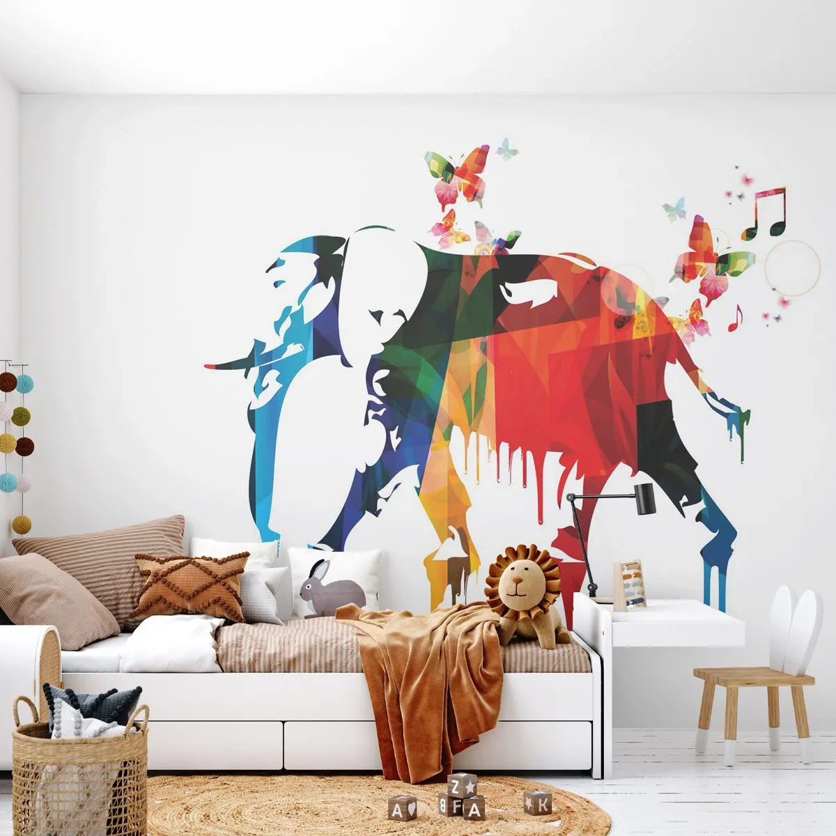 Fototapeta Samolepicí Deluxe Sticker - Tančit může každý - Abstrakce, Slon, Motýl - 250x175 cm