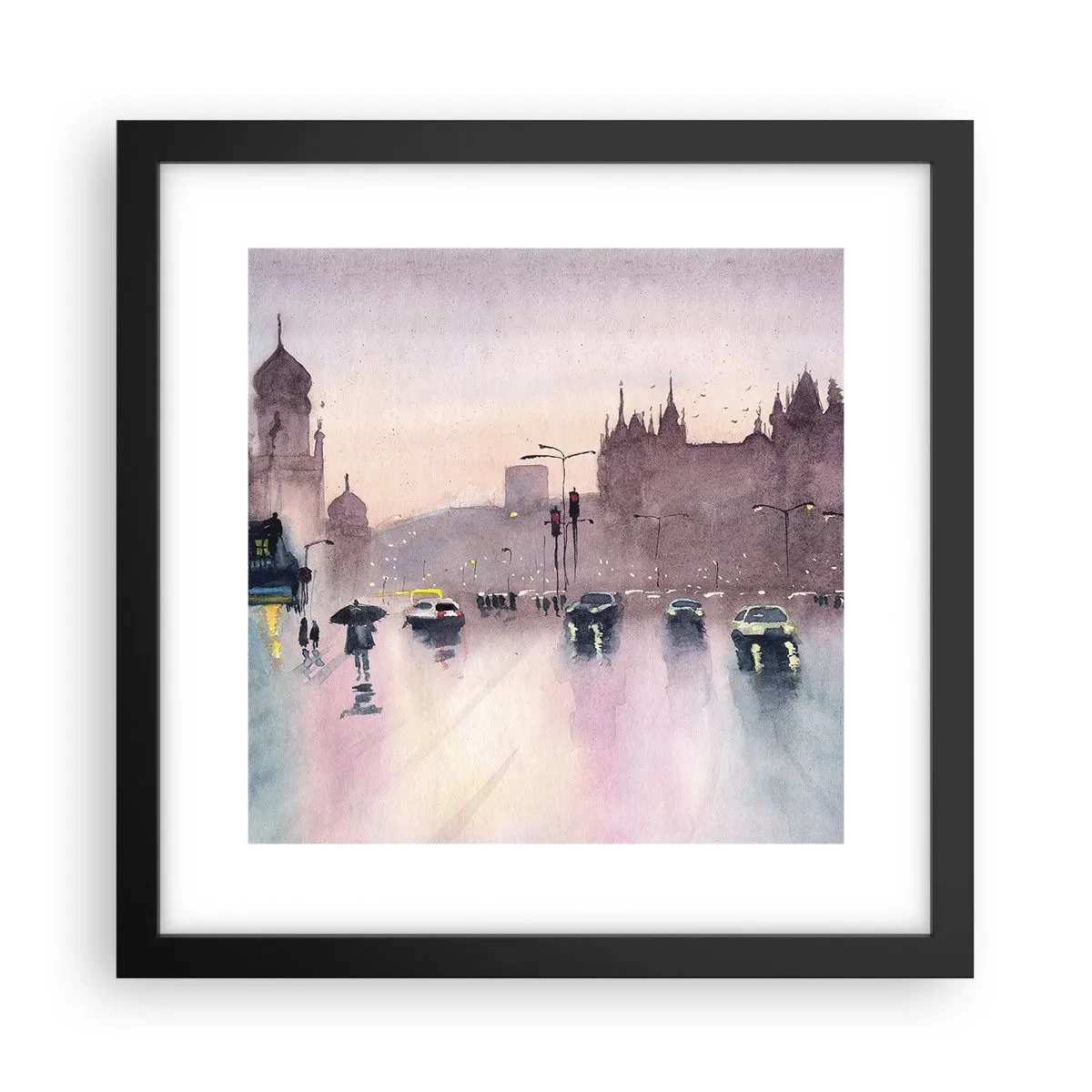 Plakát v černém rámu - V deštivém oparu - 30x30 cm