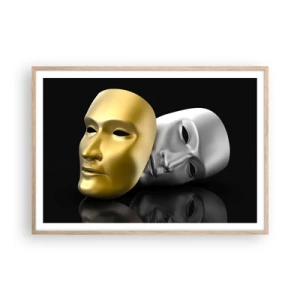 Plakát v rámu světlý dub - Život je divadlo - 100x70 cm