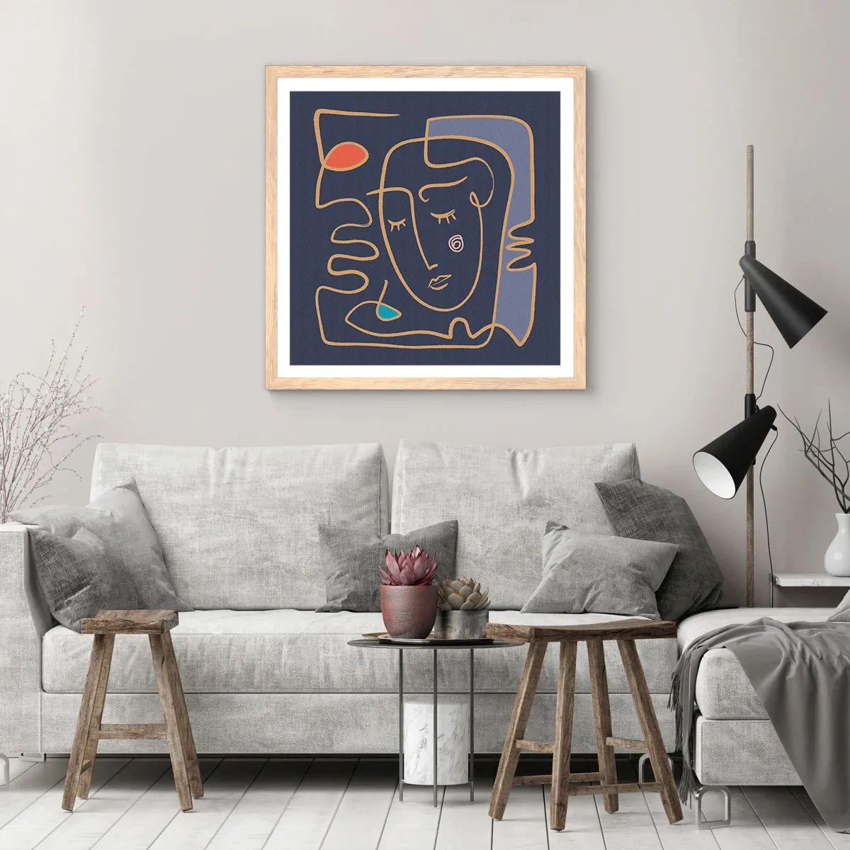 Plakát v rámu světlý dub - V zádumčivosti - 40x40 cm