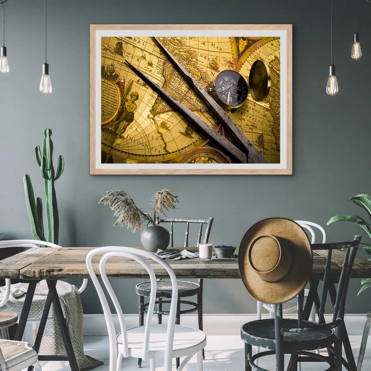 Plakát v rámu světlý dub - Kde jsou ty poklady? - 70x50 cm