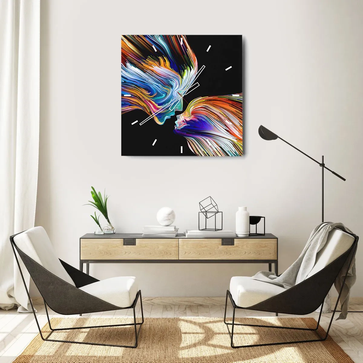 Nástěnné hodiny - Fúze energie a světla - 40x40 cm