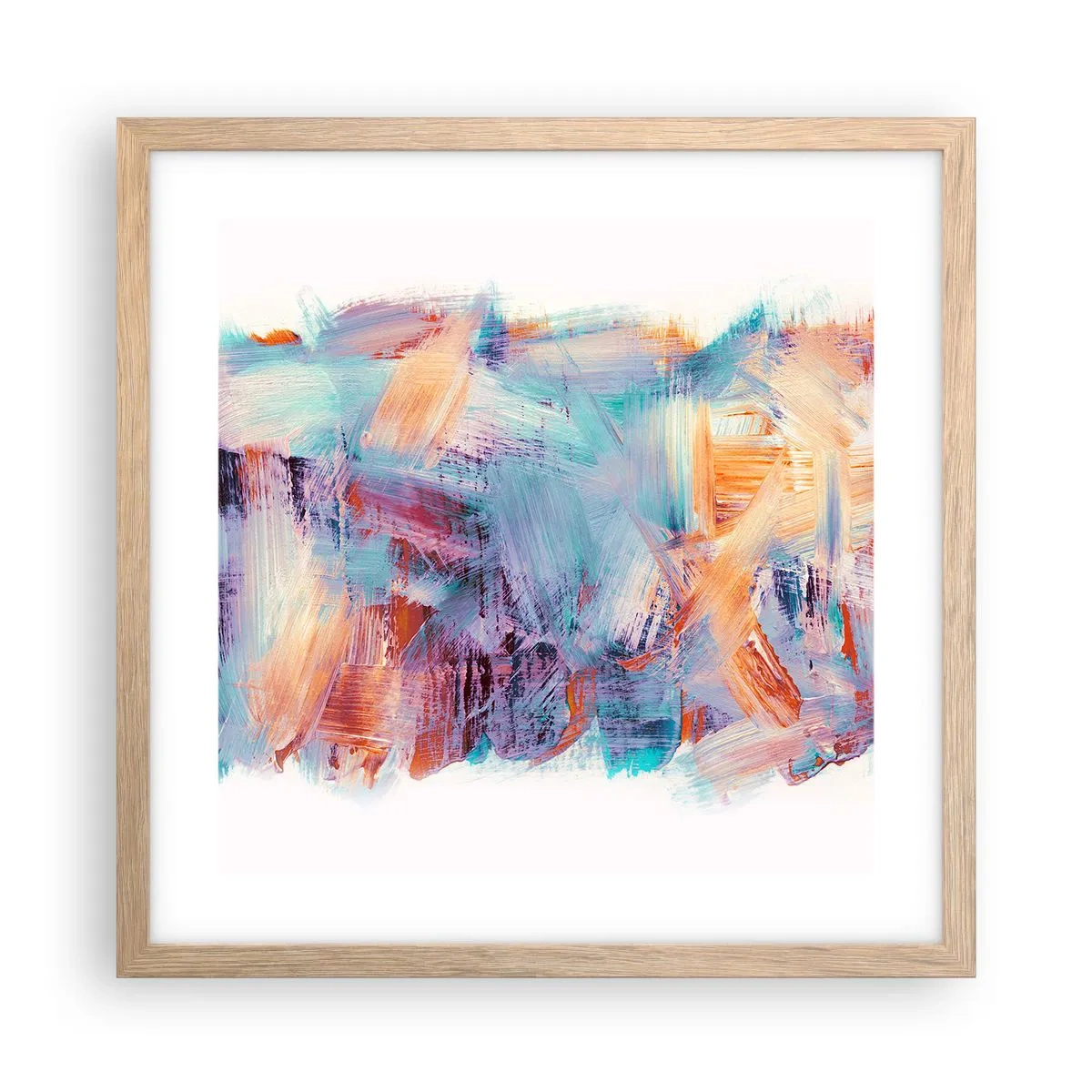 Plakát v rámu světlý dub - Barevný nepořádek - 40x40 cm