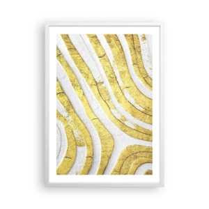 Plakát v bílém rámu - Kompozice v bílé a zlaté - 50x70 cm