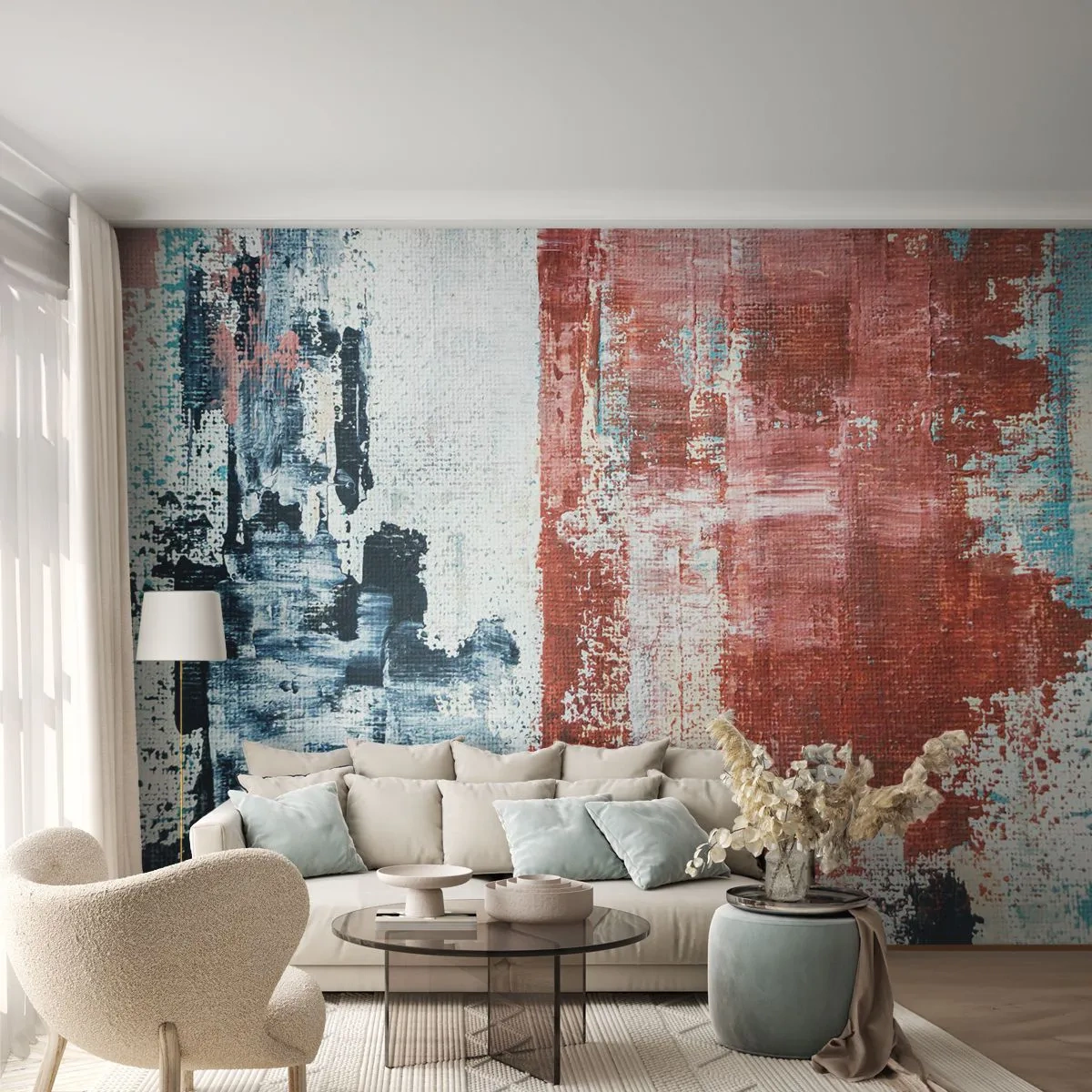 Fototapeta Samolepicí Deluxe Sticker - Abstraktní půl na půl - Abstrakce, Kus, Malování - 350x256 cm